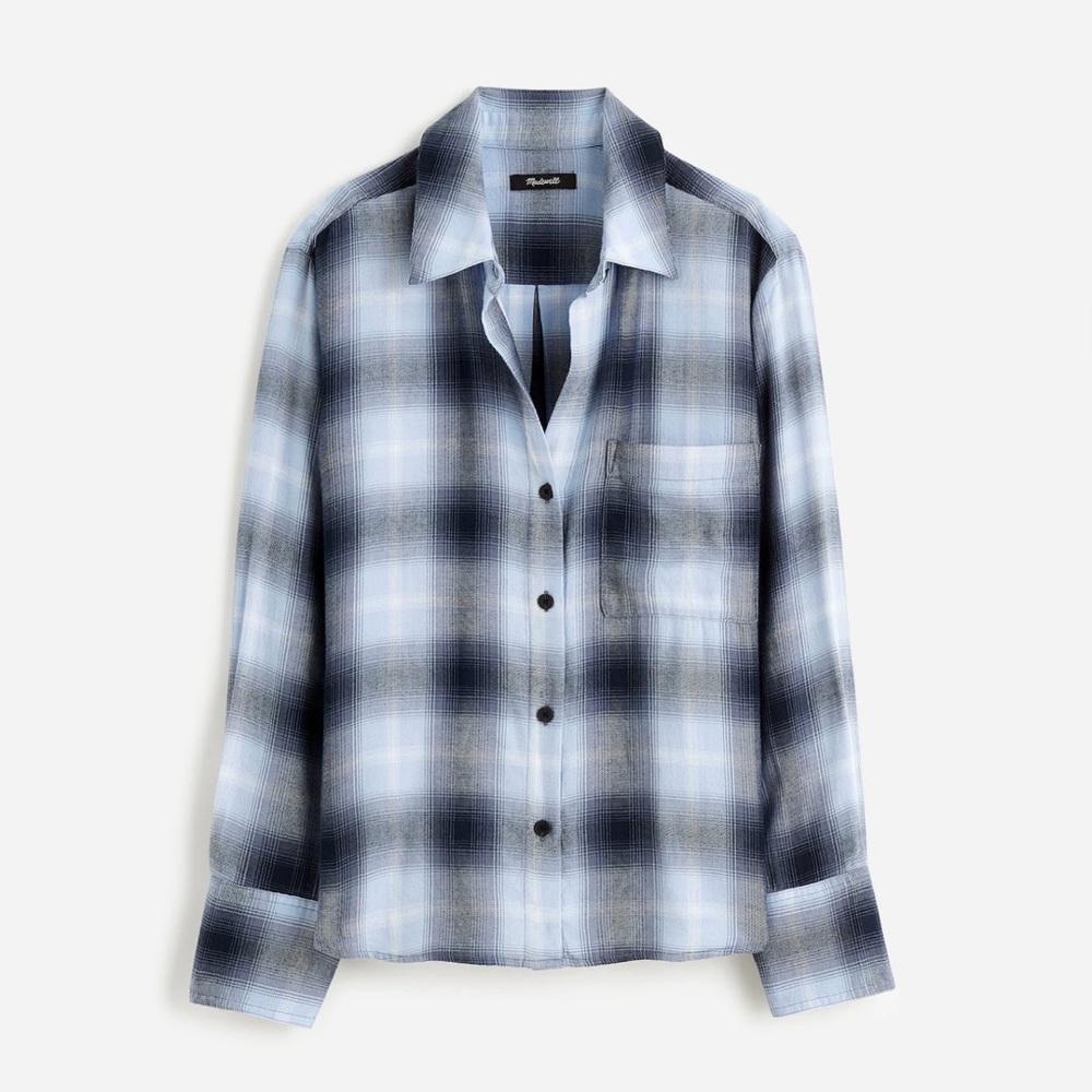 Madewell Blue and Gray Plaid Shirt NWT Size Small Whisper Weight